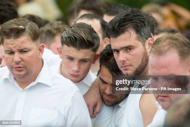 Mourners attend the funeral service of 'Tomboy' Doherty, the nephew of Big Fat Gypsy Weddings star Paddy Doherty, at Epsom Cemetery.