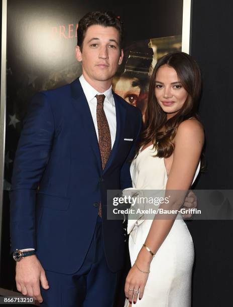 Actor Miles Teller and model Keleigh Sperry arrive at the premiere of DreamWorks Pictures and Universal Pictures' 'Thank You for Your Service' at...