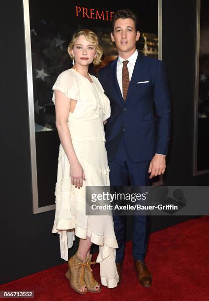 Actors Haley Bennett and Miles Teller arrive at the premiere of DreamWorks Pictures and Universal Pictures' 'Thank You for Your Service' at Regal LA...