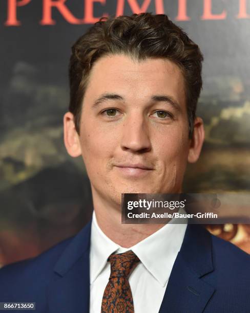 Actor Miles Teller arrives at the premiere of DreamWorks Pictures and Universal Pictures' 'Thank You for Your Service' at Regal LA Live Stadium 14 on...