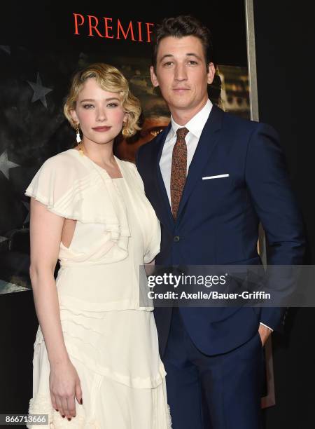 Actors Haley Bennett and Miles Teller arrive at the premiere of DreamWorks Pictures and Universal Pictures' 'Thank You for Your Service' at Regal LA...