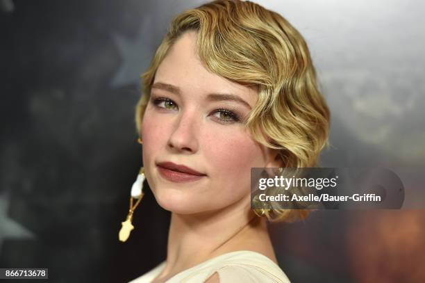 Actress Haley Bennett arrives at the premiere of DreamWorks Pictures and Universal Pictures' 'Thank You for Your Service' at Regal LA Live Stadium 14...