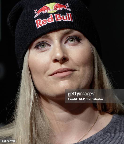 Skier Lindsey Vonn attends a press conference in Soelden, Austria, on October 26 ahead of the Ski World Cup. American star Lindsey Vonn begins her...