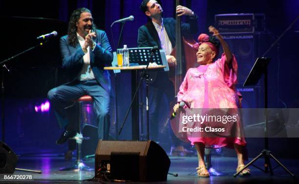 Diego El Cigala and Omala Portuondo performs during a show at Teatro Metropolitan on October 25, 2017 in Mexico City, Mexico.
