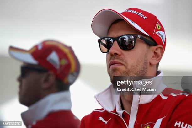 Sebastian Vettel of Germany and Ferrari in the Paddock during previews to the Formula One Grand Prix of Mexico at Autodromo Hermanos Rodriguez on...