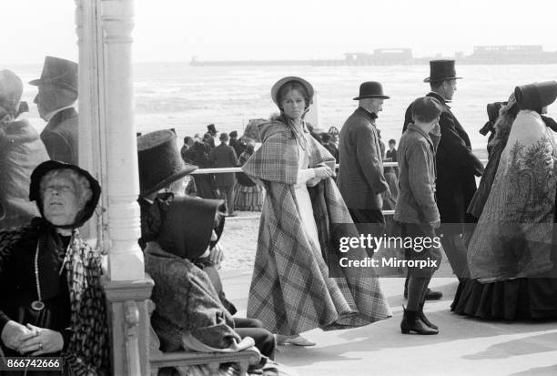 Julie Christie on the set of 'Far from the Madding Crowd' in Weymouth, Dorset, 27th September 1966.