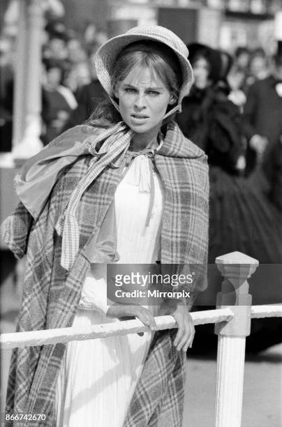 Julie Christie on the set of 'Far from the Madding Crowd' in Weymouth, Dorset, 27th September 1966.