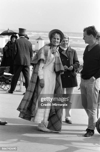 Julie Christie on the set of 'Far from the Madding Crowd' in Weymouth, Dorset, 27th September 1966.