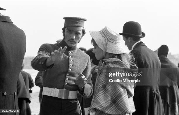 Terence Stamp and Julie Christie on the set of 'Far from the Madding Crowd' in Weymouth, Dorset, 27th September 1966.