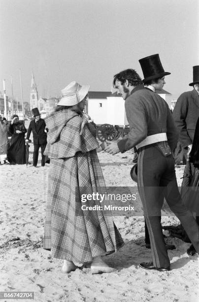 Terence Stamp and Julie Christie on the set of 'Far from the Madding Crowd' in Weymouth, Dorset, 27th September 1966.