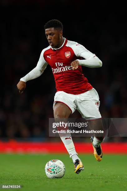 Chuba Akpom of Arsenal in action during the Carabao Cup Fourth Round match between Arsenal and Norwich City at Emirates Stadium on October 24, 2017...