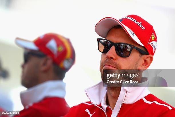 Sebastian Vettel of Germany and Ferrari in the Paddock during previews to the Formula One Grand Prix of Mexico at Autodromo Hermanos Rodriguez on...