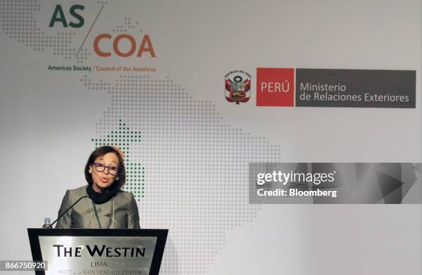 Susan Segal, president and chief executive officer of the Americas Society and Council of the Americas Inc. , speaks during the AS/COA 2017 Latin...