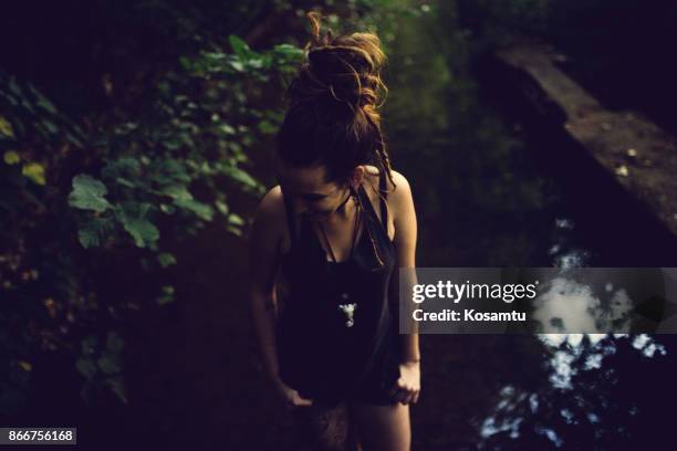 girl in wilderness - elephant tattoos stock pictures, royalty-free photos & images