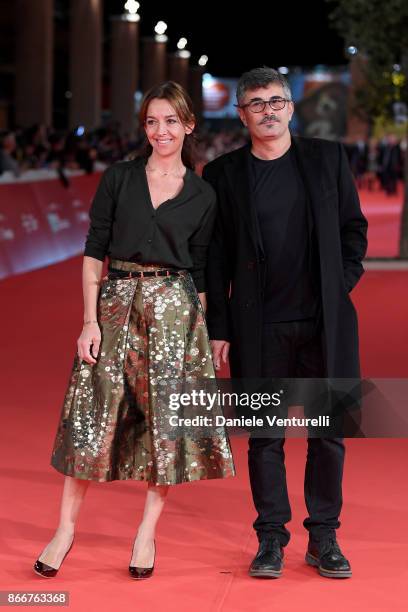 Paolo Genovese and Federica Rizzo walk a red carpet for Hostiles during the 12th Rome Film Fest at Auditorium Parco Della Musica on October 26, 2017...