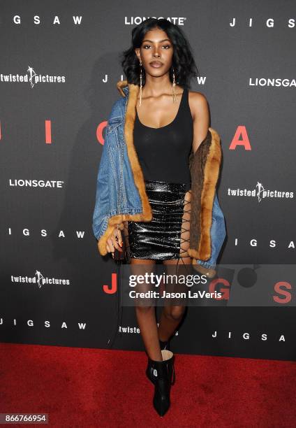 Diamond White attends the premiere of "Jigsaw" at ArcLight Hollywood on October 25, 2017 in Hollywood, California.