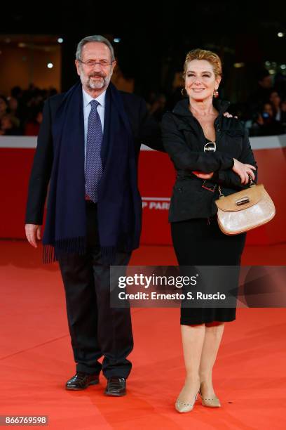 Monica Guerritore and Roberto Zaccaria walk a red carpet for Hostiles during the 12th Rome Film Fest at Auditorium Parco Della Musica on October 26,...