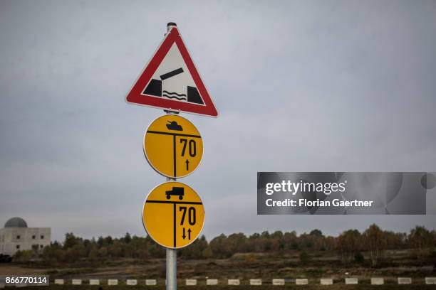 Traffic sign about the Military Load Classificationon is pictured on October 26, 2017 in Schnoeggersburg, Germany. The urban agglomeration called...