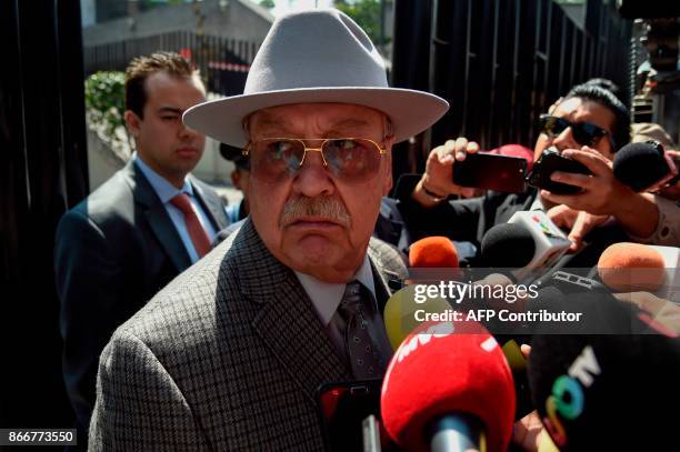 Javier Coello lawyer of Former CEO of Petroleos Mexicanos Emilio Lozoya speaks wih members of media outside the Specialized Prosecutor's Office for...