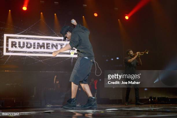 Rudimental perform on stage during the Kiss Haunted House Party held at SSE Arena on October 26, 2017 in London, England.