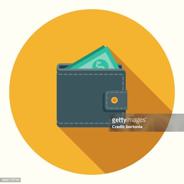 flat design banking and finance wallet icon with side shadow - wallet stock illustrations