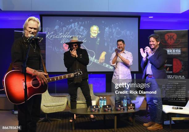 Kris Kristofferson, Recording Artist/Producer Don Was, Keith Wortman Blackbird Productions and Joseph Hudak Rolling Stone attend A Look Into The Life...