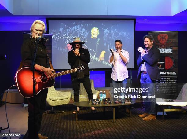 Kris Kristofferson, Recording Artist/Producer Don Was, Keith Wortman Blackbird Productions and Joseph Hudak Rolling Stone attend A Look Into The Life...