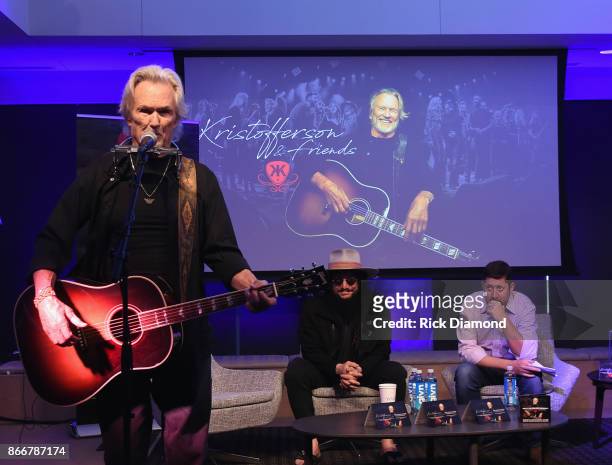 Kris Kristofferson performs during A Look Into The Life & Songs Of Kris Kristofferson on The Steps at WME on October 26, 2017 in Nashville, Tennessee.