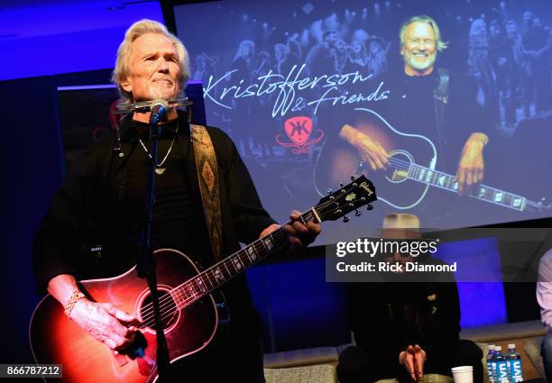 Kris Kristofferson performs during A Look Into The Life & Songs Of Kris Kristofferson on The Steps at WME on October 26, 2017 in Nashville, Tennessee.