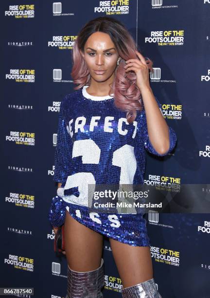 Talulah Eve aattends the UK Premiere of 'Rise of the Footsoldier 3: The Pat Tate Story' at Cineworld Leicester Square on October 26, 2017 in London,...