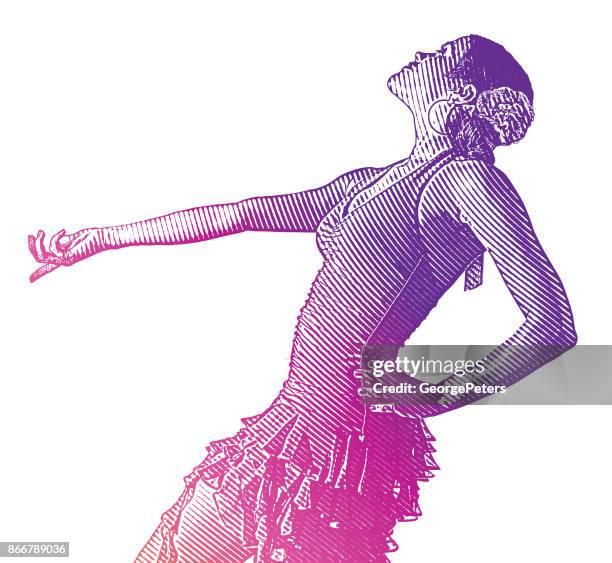 mixed race woman salsa dancing - salsa dancing stock illustrations