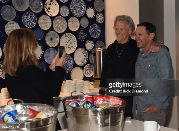 Kris Kristofferson and Greg Oswald WME attend A Look Into The Life & Songs Of Kris Kristofferson on The Steps at WME on October 26, 2017 in...