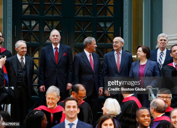 From left, Retired Supreme Court Justice David Souter and current Supreme Court Justices Anthony Kennedy, John Roberts, Stephen Breyer, Elana Kagan,...