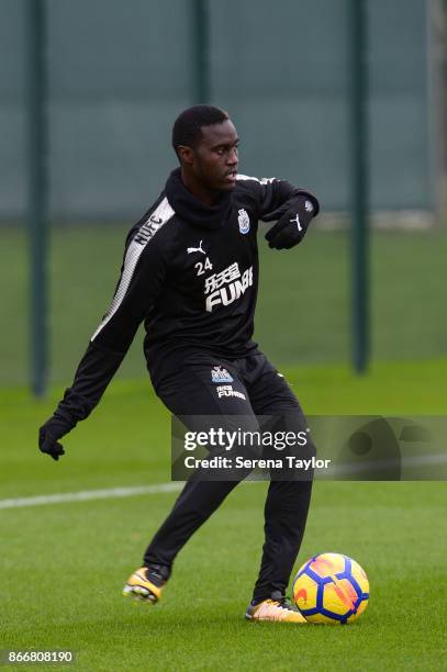 Henri Saivet passes the ball during the Newcastle United Training Session at The Newcastle United Training Centre on October 26 in Newcastle, England.