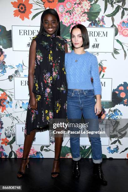 Karidja Toure and Lola Le Lann attend ERDEM X H&M Paris Collection Launch at Hotel du Duc on October 26, 2017 in Paris, France.