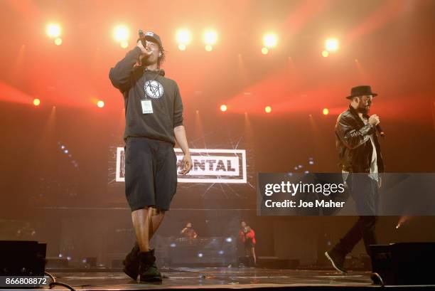 Rudimental perform on stage during the Kiss Haunted House Party held at SSE Arena on October 26, 2017 in London, England.