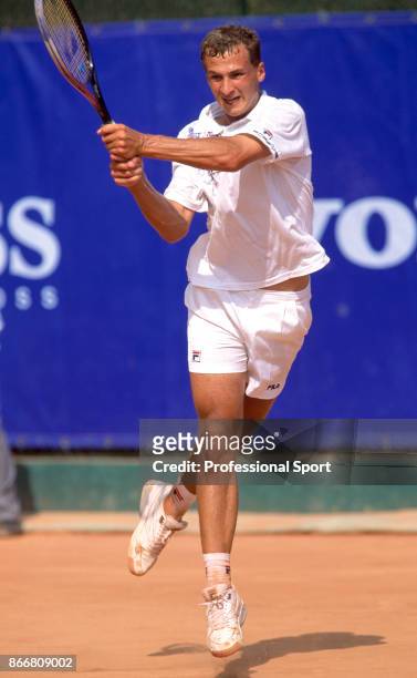 Andrei Medvedev of Ukraine in action during the Monte Carlo Open at the Monte Carlo Country Club in Monaco, circa April 1993.