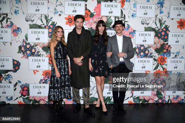 Dolores Doll, Francisco Lachowski, Jessieann Lachowski and Niels Schneider attend ERDEM X H&M Paris Collection Launch at Hotel du Duc on October 26,...