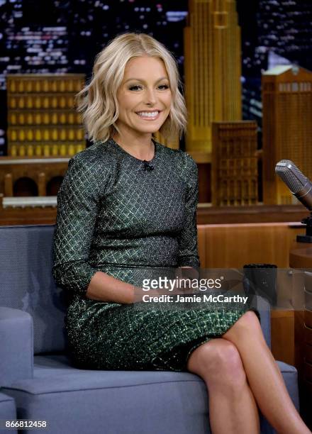 Kelly Ripa visits "The Tonight Show Starring Jimmy Fallon" at Rockefeller Center on October 26, 2017 in New York City.