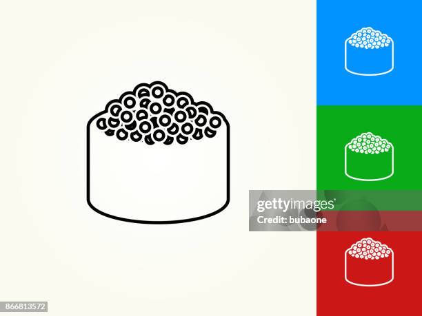 caviar sushi roll black stroke linear icon - caviar stock illustrations