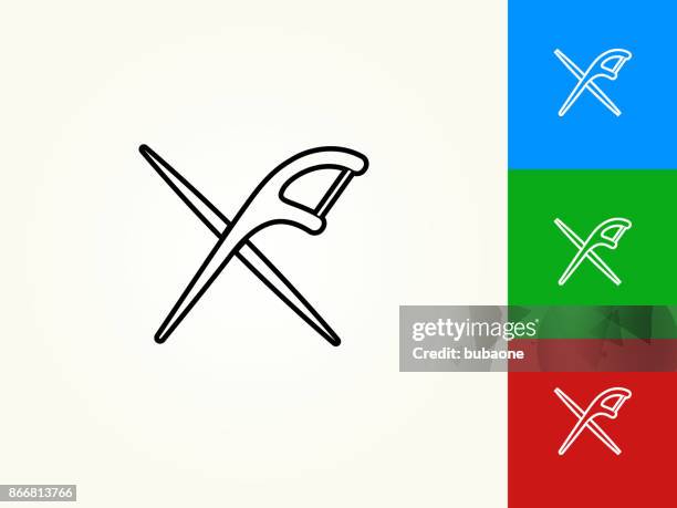 flossing tools black stroke linear icon - toothpick stock illustrations