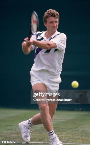 Miloslav Mecir of Czechoslovakia in action against Agustin Moreno of Mexico in thier First Round match during the Wimbledon Lawn Tennis Championships...