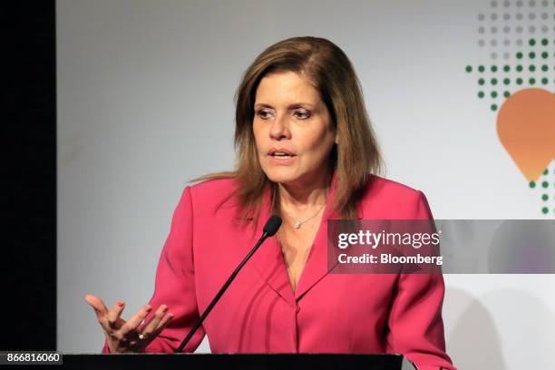 Mercedes Araoz, Peru's prime minister, speaks during the Americas Society/Council of the Americas 2017 Latin American Cities Conference in Lima,...