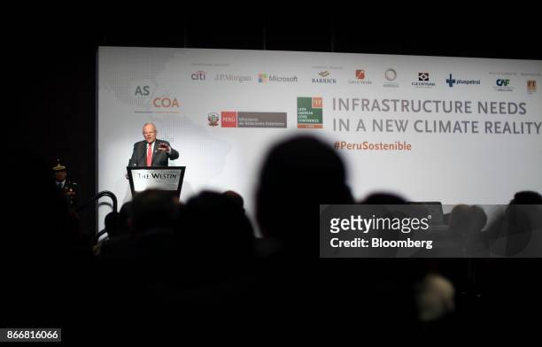 Pedro Pablo Kuczynski, Peru's president, speaks during the Americas Society/Council of the Americas 2017 Latin American Cities Conference in Lima,...