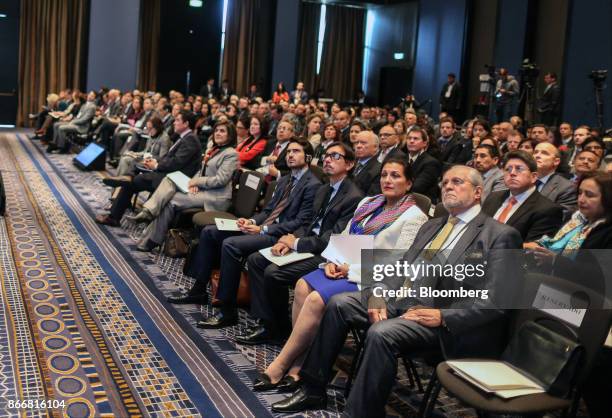 Attendees listen to speakers during the Americas Society/Council of the Americas 2017 Latin American Cities Conference in Lima, Peru, on Thursday,...