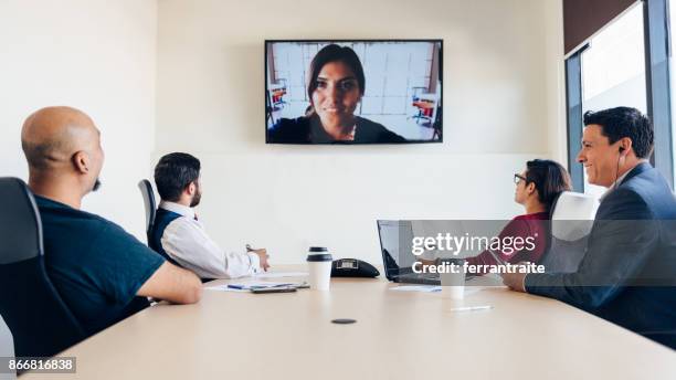 high tech business meeting - virtual meeting room stock pictures, royalty-free photos & images