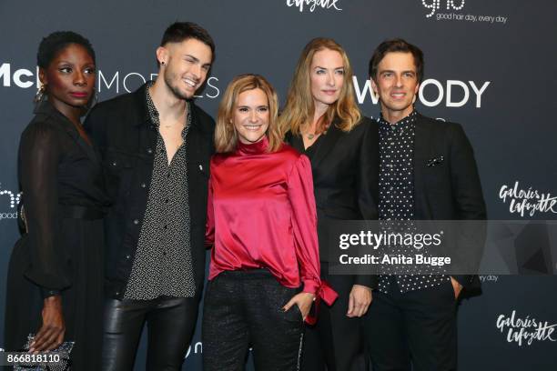 Nikeata Thompson, Baptiste Giabiconi, Anja Tillack, Tanja Patitz and guest attend the 'New Body Award by McFit Models' at Tempodrom on October 26,...