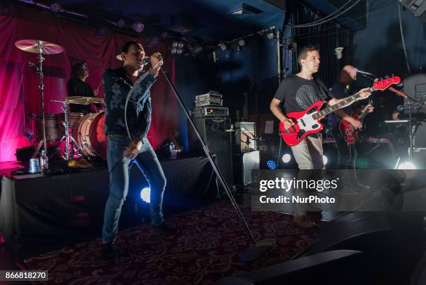 British indie rock band Shed Seven perform on stage for an intimate show at the Scala, London on October 26, 2017. The band has released a brand new...