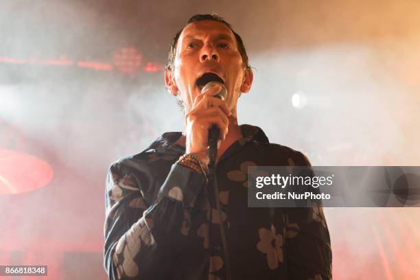 British indie rock band Shed Seven perform on stage for an intimate show at the Scala, London on October 26, 2017. The band has released a brand new...