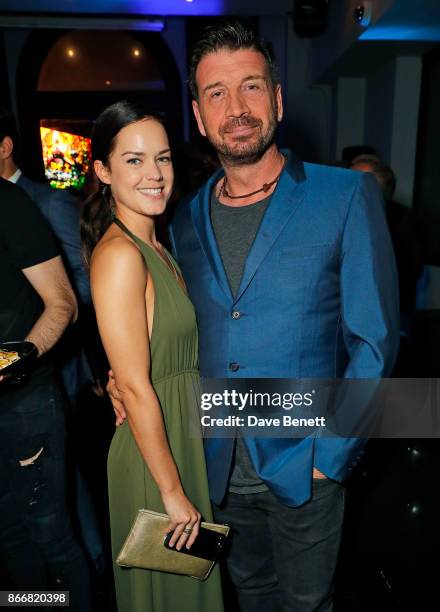 Guest and Nick Knowles attend the UK Premiere after party for "Rise of the Footsoldier 3: The Pat Tate Story" at Ruby Blue on October 26, 2017 in...